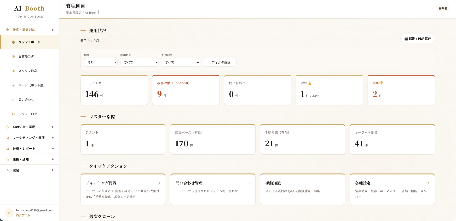 AI BOOTH 管理ダッシュボード（実画面）